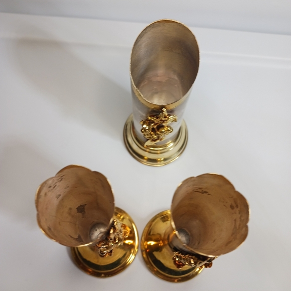 Vintage Set Sterling Silver Decorated Ornate Design Weighted Candlestick Holders - Picture 9 of 16